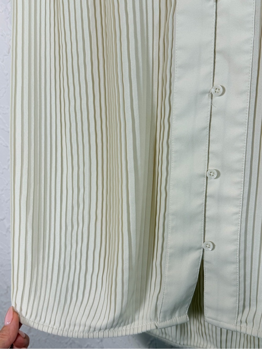 Treasure & Bond Cream Pleated Button Oversized Ruffle Collar Blouse Sz XS - Picture 6 of 13